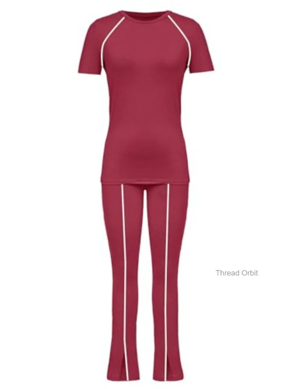 2 Piece Outfit Striped Short Sleeve Long Flare Pants Tracksuit Jogger Sweatsuit